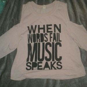 Pink shoulder cutout ling sleeved shirt